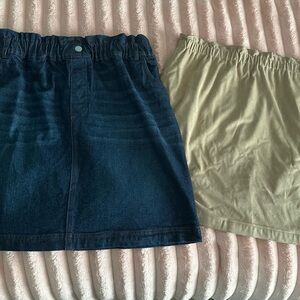 LOFT Dark Blue Denim Skirt and Tan Suede Skirt size Large